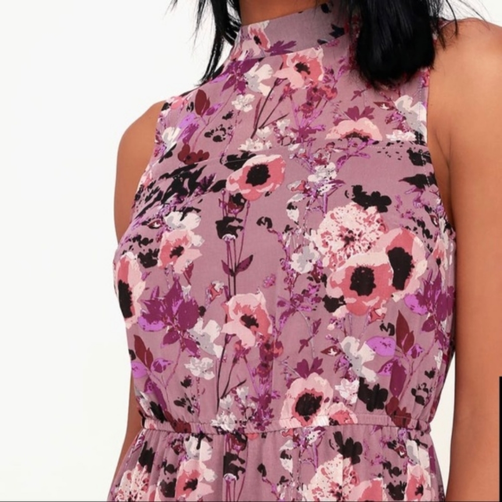 LULU'S In My Dreams Mauve Floral Print Midi Dress - Picture 7 of 14